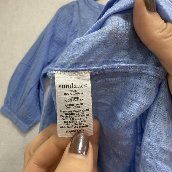 Sundance Dress Womens Small Blue Embroidered Boho Peasant Midi V-Neck Pockets - Picture 6 of 9